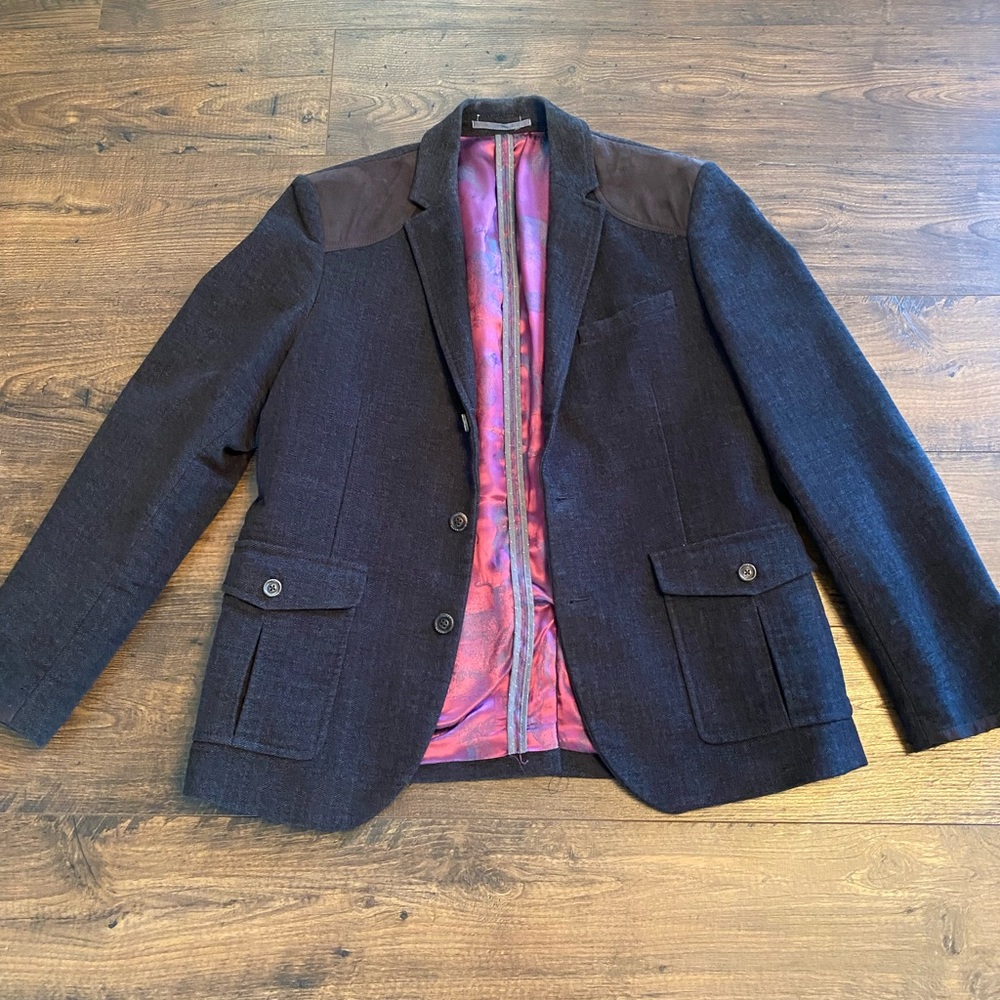 Men's Black Blazer with Pink Lining